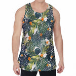 Summer Hawaiian Leaves Pattern Print Men's Velvet Tank Top