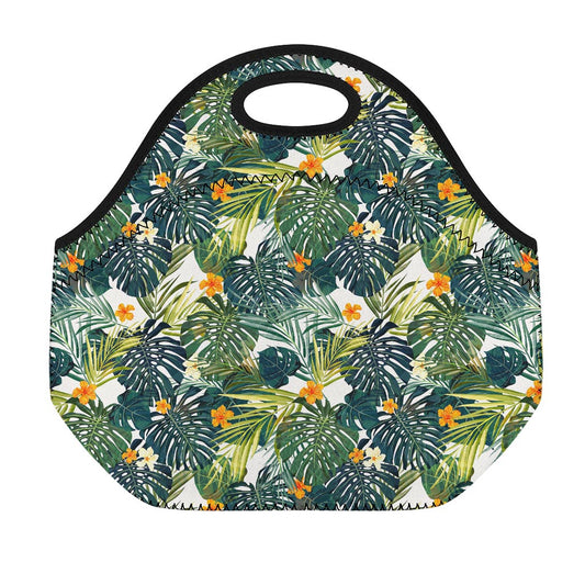 Summer Hawaiian Leaves Pattern Print Neoprene Lunch Bag