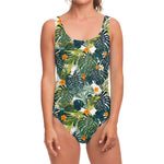 Summer Hawaiian Leaves Pattern Print One Piece Swimsuit