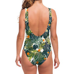 Summer Hawaiian Leaves Pattern Print One Piece Swimsuit