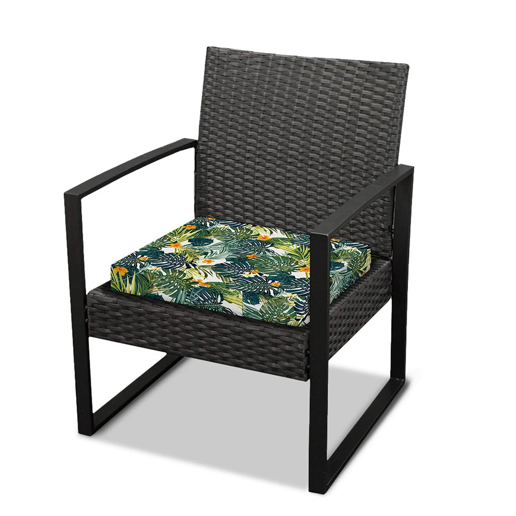 Summer Hawaiian Leaves Pattern Print Outdoor Seat Cushion Cover