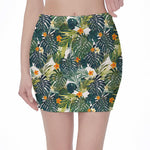 Summer Hawaiian Leaves Pattern Print Pencil Mini Skirt