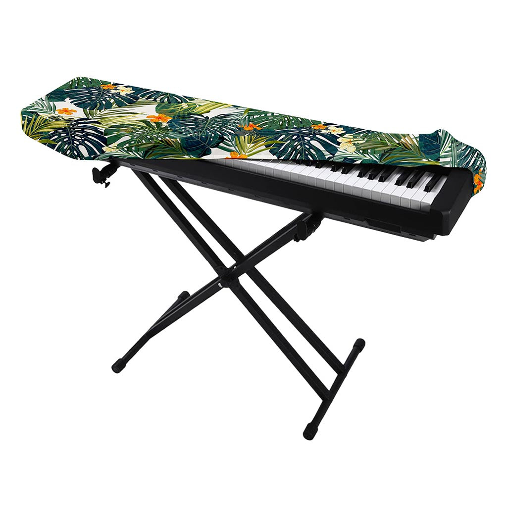 Summer Hawaiian Leaves Pattern Print Piano Keyboard Cover