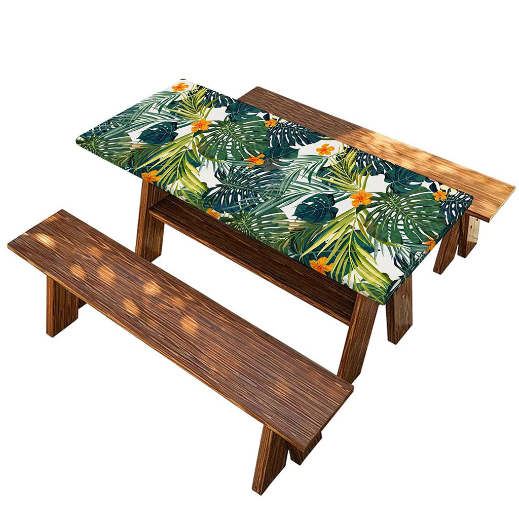 Summer Hawaiian Leaves Pattern Print Picnic Table Cover