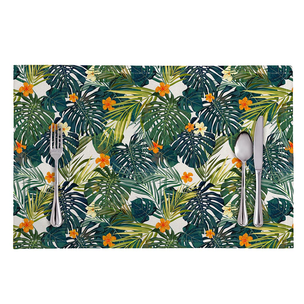 Summer Hawaiian Leaves Pattern Print Placemat
