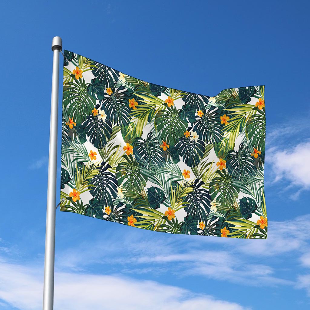 Summer Hawaiian Leaves Pattern Print Polyester Flag