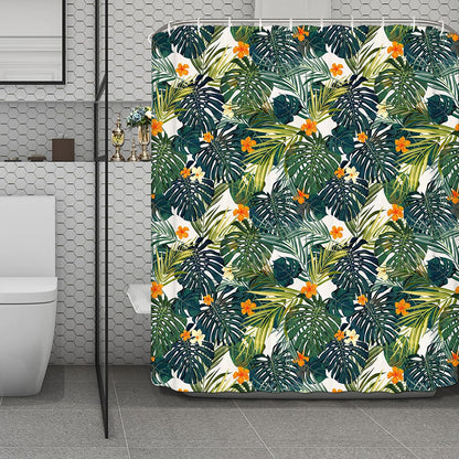Summer Hawaiian Leaves Pattern Print Polyester Shower Curtain
