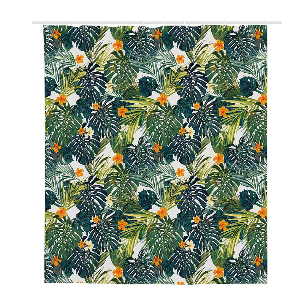 Summer Hawaiian Leaves Pattern Print Polyester Shower Curtain