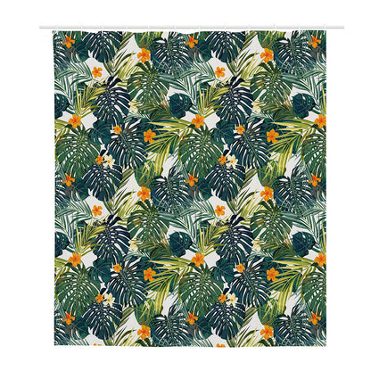 Summer Hawaiian Leaves Pattern Print Polyester Shower Curtain