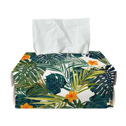 Summer Hawaiian Leaves Pattern Print Rectangle Tissue Box Cover