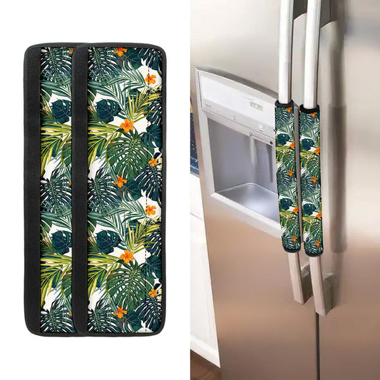 Summer Hawaiian Leaves Pattern Print Refrigerator Handle Covers