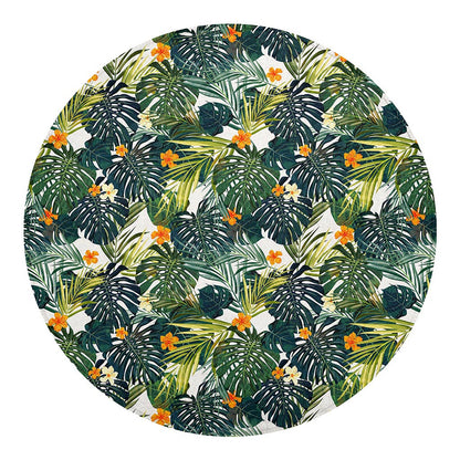 Summer Hawaiian Leaves Pattern Print Round Blanket