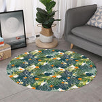Summer Hawaiian Leaves Pattern Print Round Rug