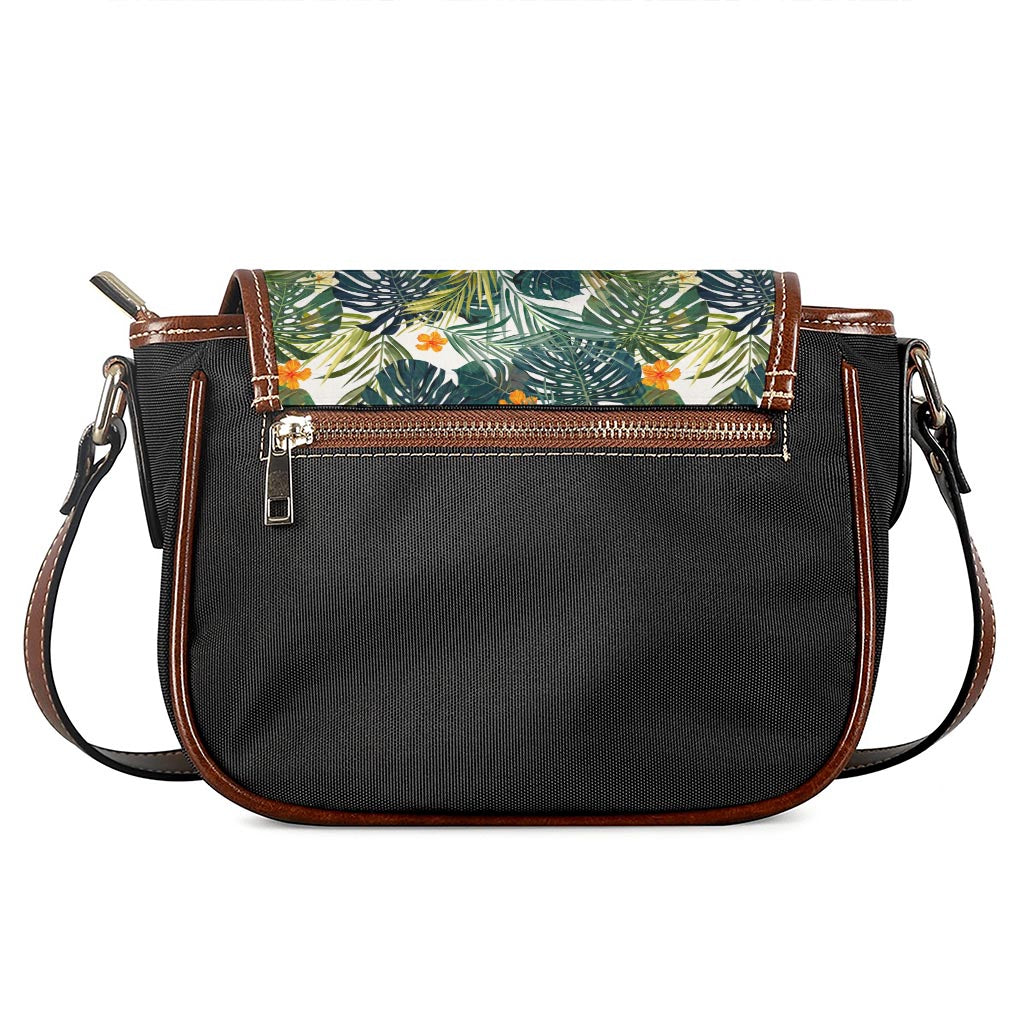 Summer Hawaiian Leaves Pattern Print Saddle Bag