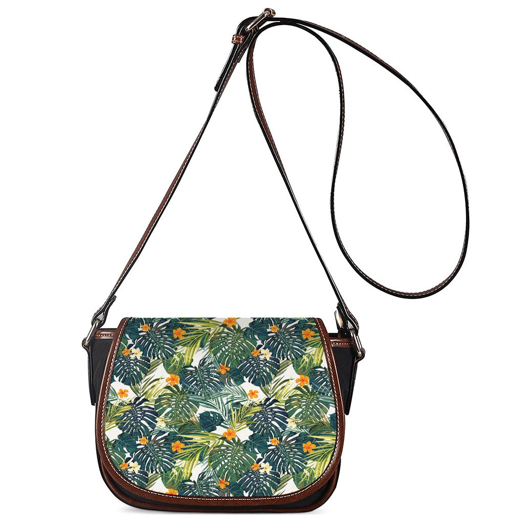 Summer Hawaiian Leaves Pattern Print Saddle Bag
