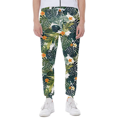 Summer Hawaiian Leaves Pattern Print Scuba Joggers