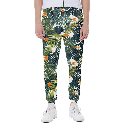 Summer Hawaiian Leaves Pattern Print Scuba Joggers