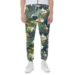Summer Hawaiian Leaves Pattern Print Scuba Joggers