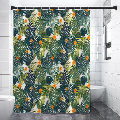 Summer Hawaiian Leaves Pattern Print Shower Curtain