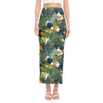 Summer Hawaiian Leaves Pattern Print Side Slit Maxi Skirt