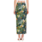 Summer Hawaiian Leaves Pattern Print Side Slit Maxi Skirt