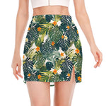 Summer Hawaiian Leaves Pattern Print Side Slit Mini Skirt