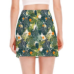 Summer Hawaiian Leaves Pattern Print Side Slit Mini Skirt