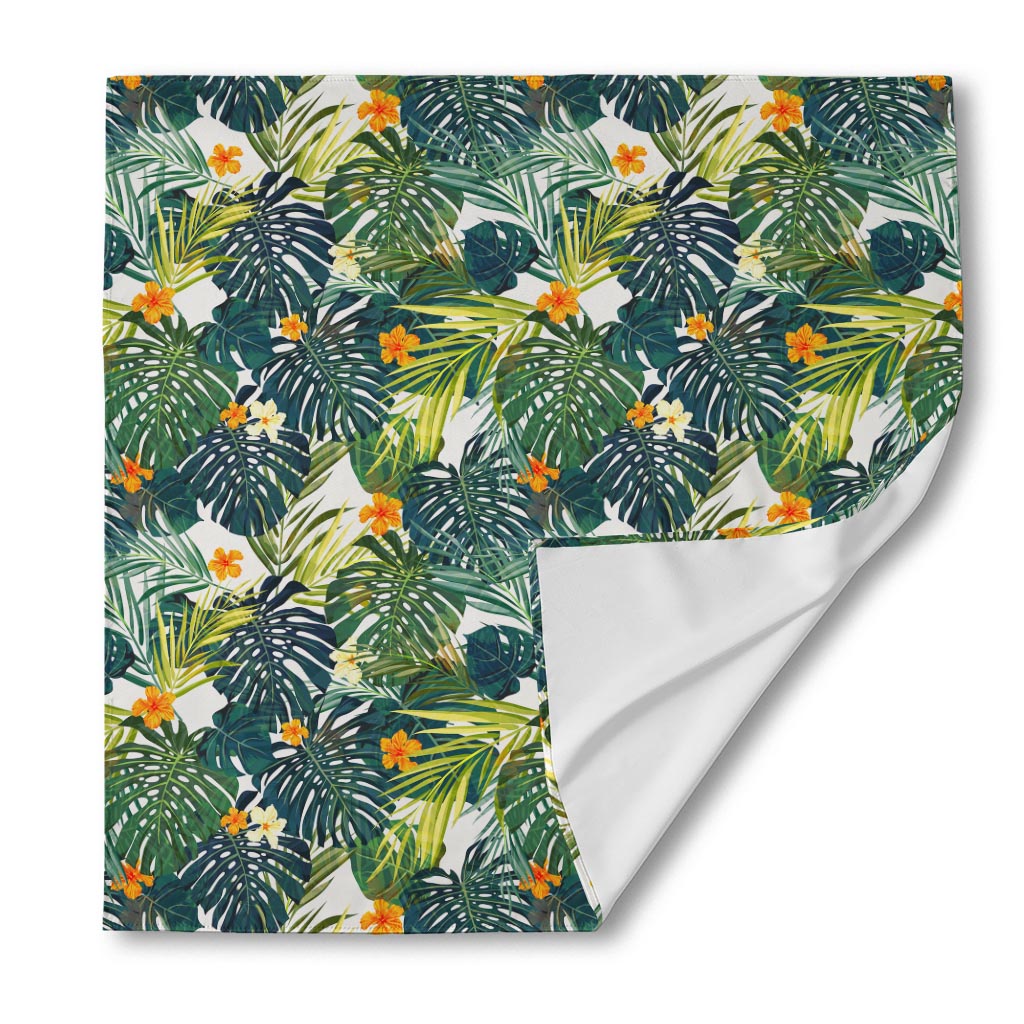 Summer Hawaiian Leaves Pattern Print Silk Bandana