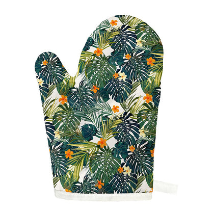 Summer Hawaiian Leaves Pattern Print Single Oven Mitt