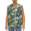 Summer Hawaiian Leaves Pattern Print Sleeveless Baseball Jersey