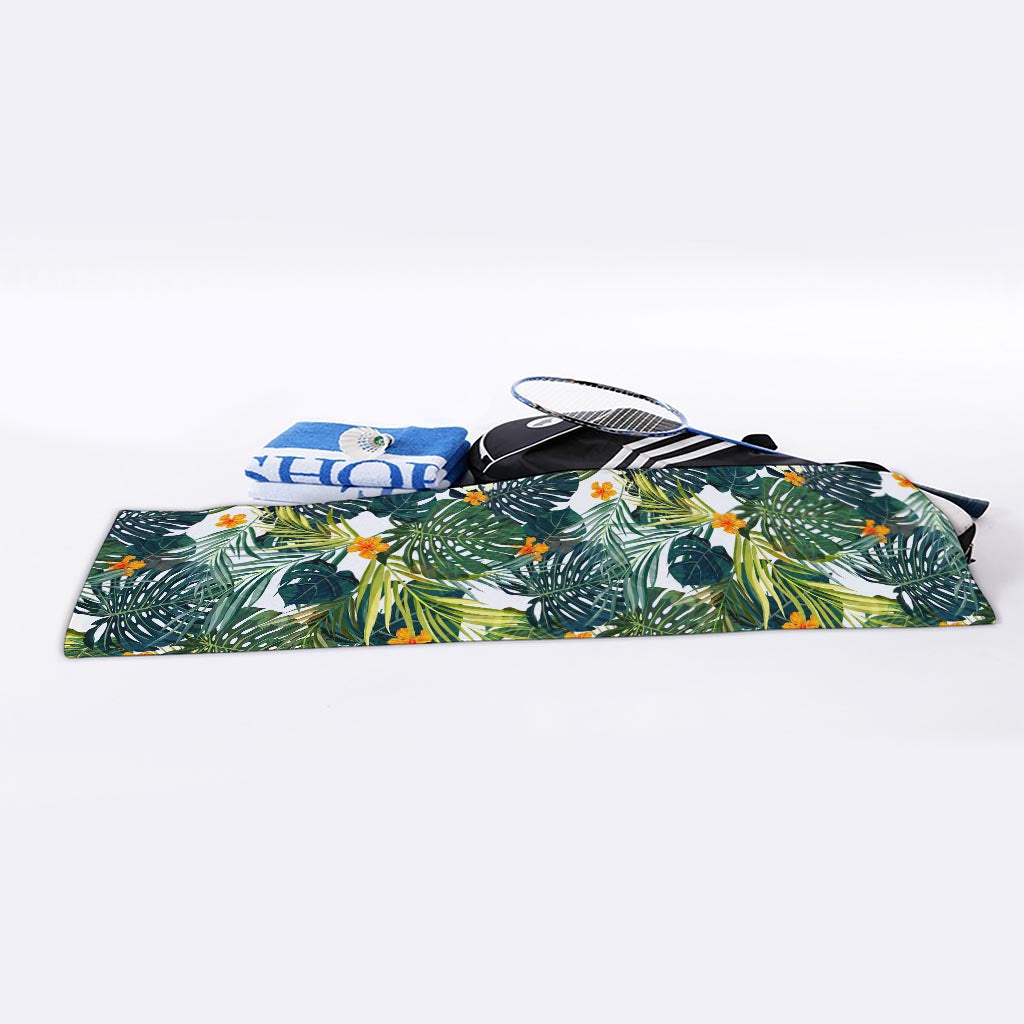 Summer Hawaiian Leaves Pattern Print Sports Towel