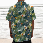 Summer Hawaiian Leaves Pattern Print Textured Short Sleeve Shirt