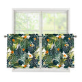 Summer Hawaiian Leaves Pattern Print Tier Curtains