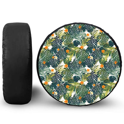 Summer Hawaiian Leaves Pattern Print Tire Cover