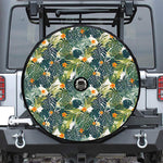 Summer Hawaiian Leaves Pattern Print Tire Cover With Camera Hole
