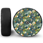 Summer Hawaiian Leaves Pattern Print Tire Cover With Camera Hole