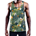 Summer Hawaiian Leaves Pattern Print Men's Workout Tank Top