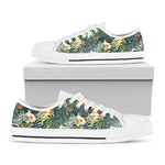Summer Hawaiian Leaves Pattern Print White Low Top Sneakers