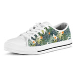 Summer Hawaiian Leaves Pattern Print White Low Top Sneakers