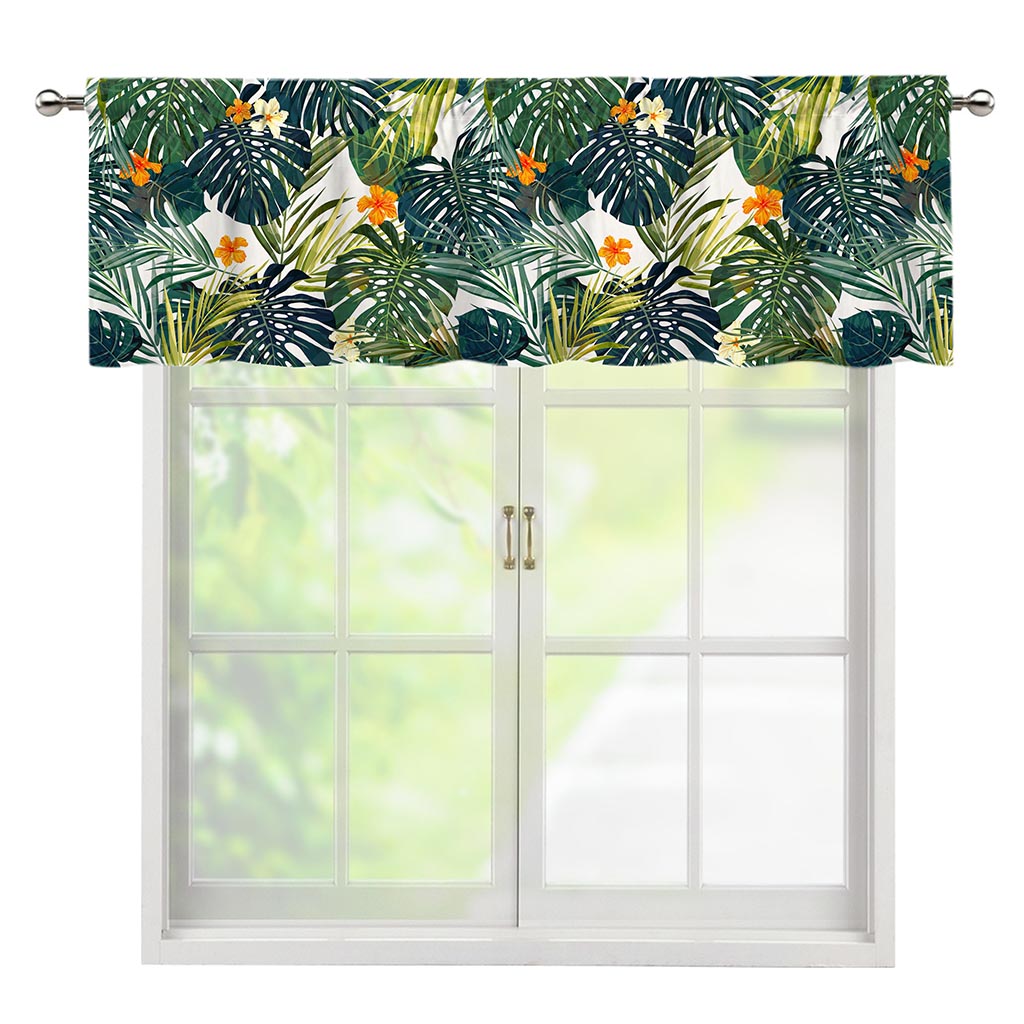 Summer Hawaiian Leaves Pattern Print Window Valance