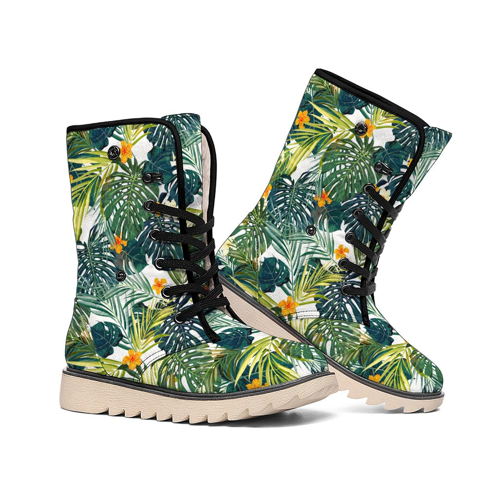 Summer Hawaiian Leaves Pattern Print Winter Boots