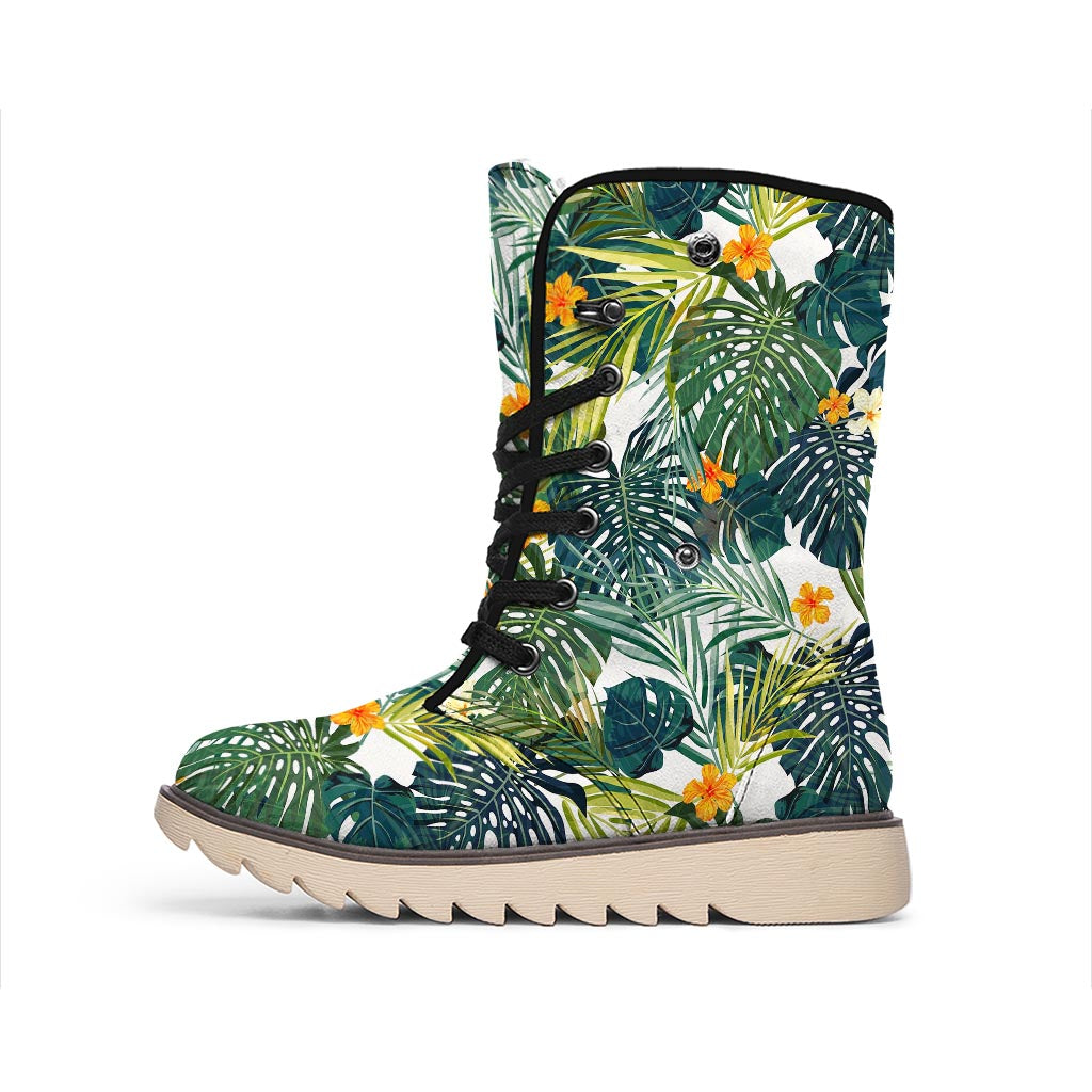 Summer Hawaiian Leaves Pattern Print Winter Boots