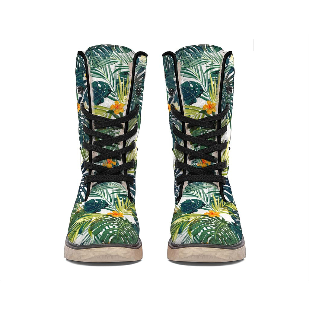 Summer Hawaiian Leaves Pattern Print Winter Boots