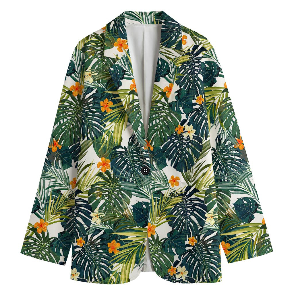 Summer Hawaiian Leaves Pattern Print Women's Blazer