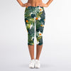 Summer Hawaiian Leaves Pattern Print Women's Capri Leggings