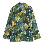 Summer Hawaiian Leaves Pattern Print Women's Cotton Blazer