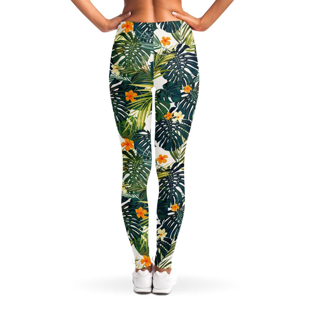 Summer Hawaiian Leaves Pattern Print Women's Leggings