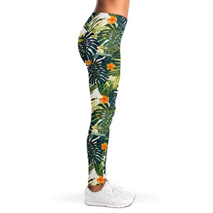 Summer Hawaiian Leaves Pattern Print Women's Leggings