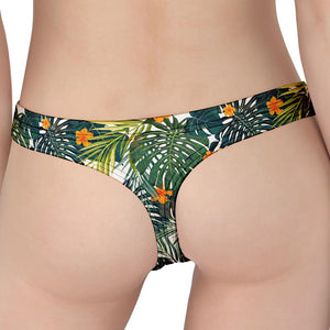 Summer Hawaiian Leaves Pattern Print Women's Thong