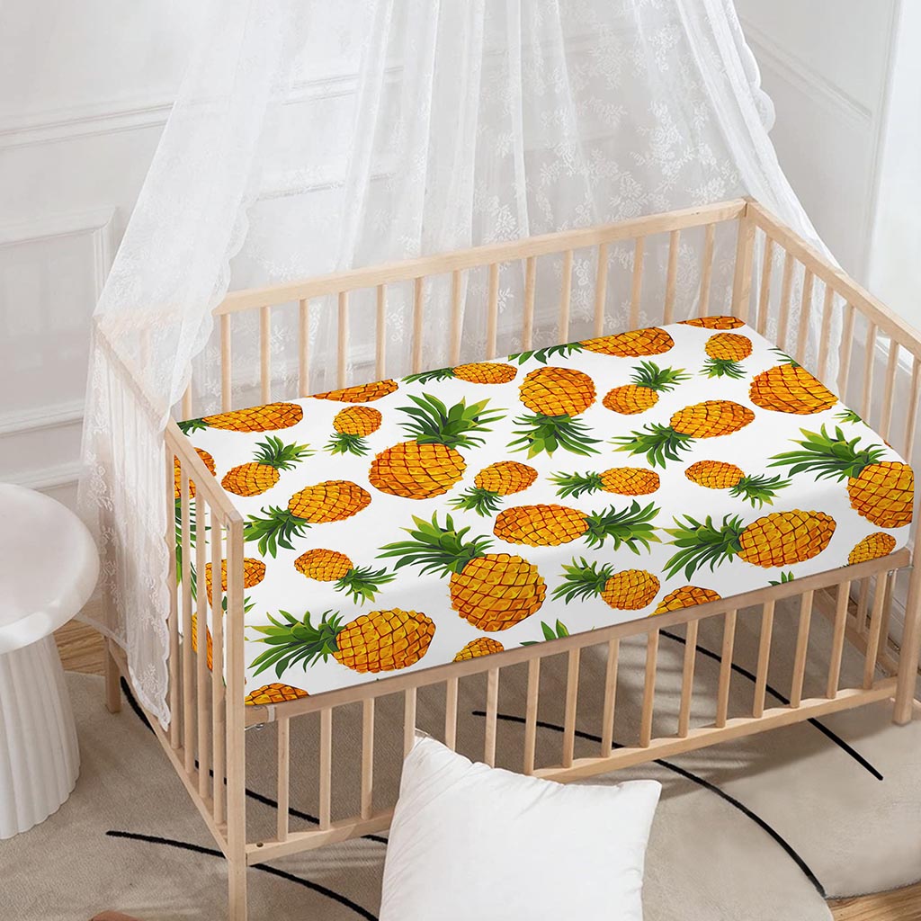 Summer Pineapple Pattern Print Baby Crib Sheet